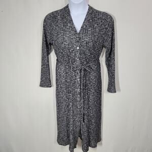 Michael Stars Luxe Jasper Isa Ribbed Long Cardigan In Black Marl 1X